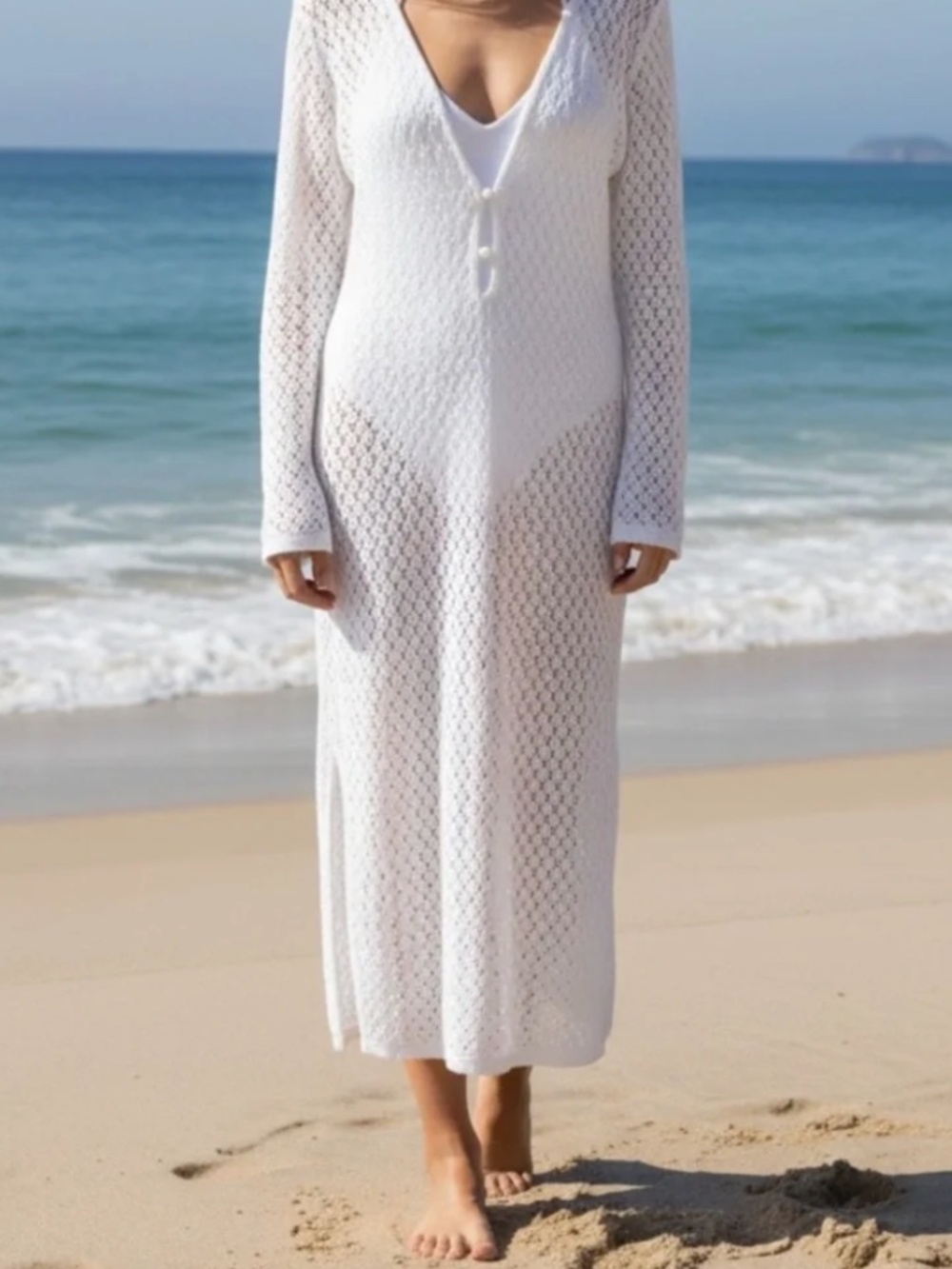 House of Harlow 1960 White Crochet Maxi Coverup Boho Resort Bridal Beach Dress